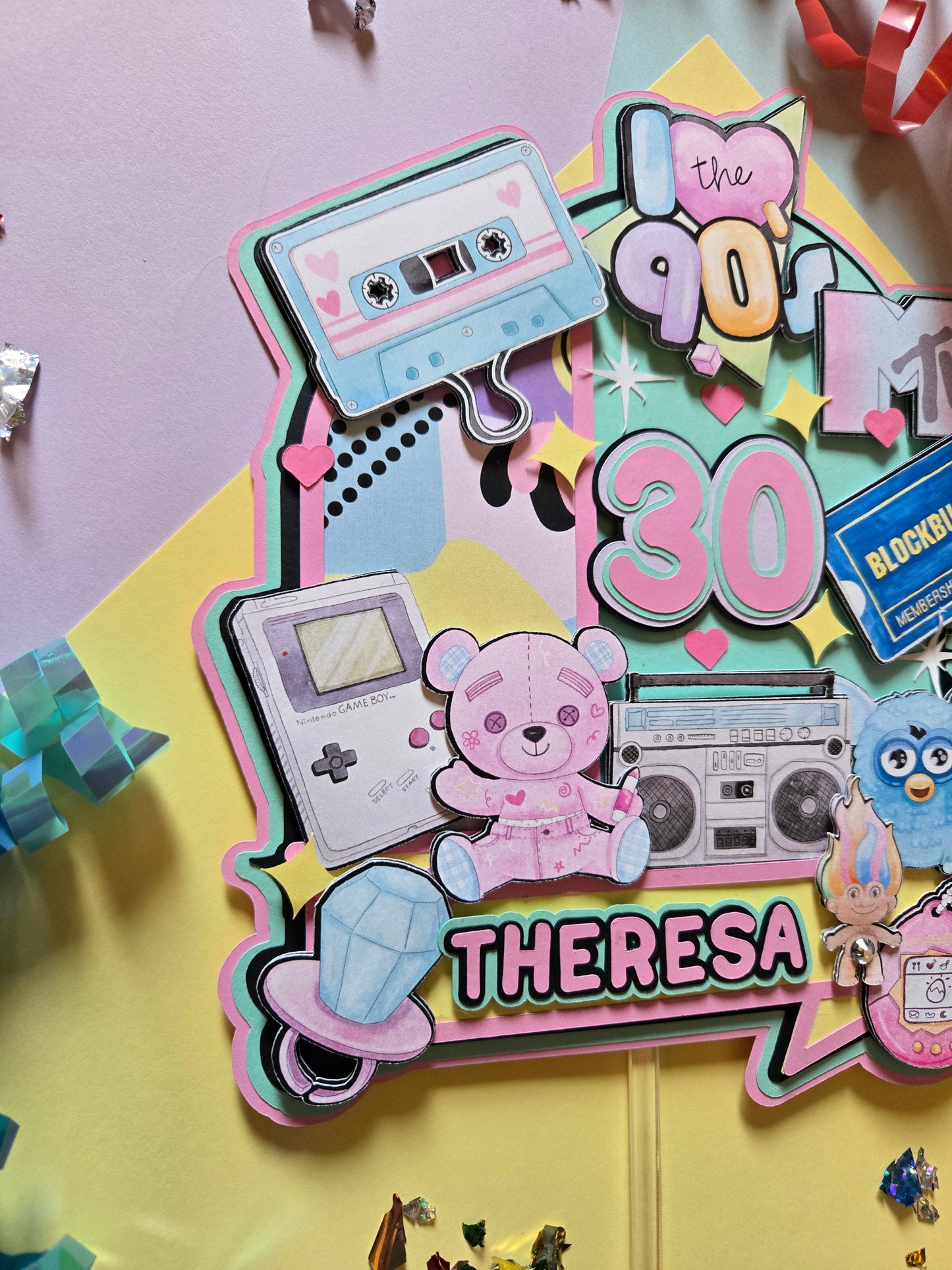 90's themed cake topper