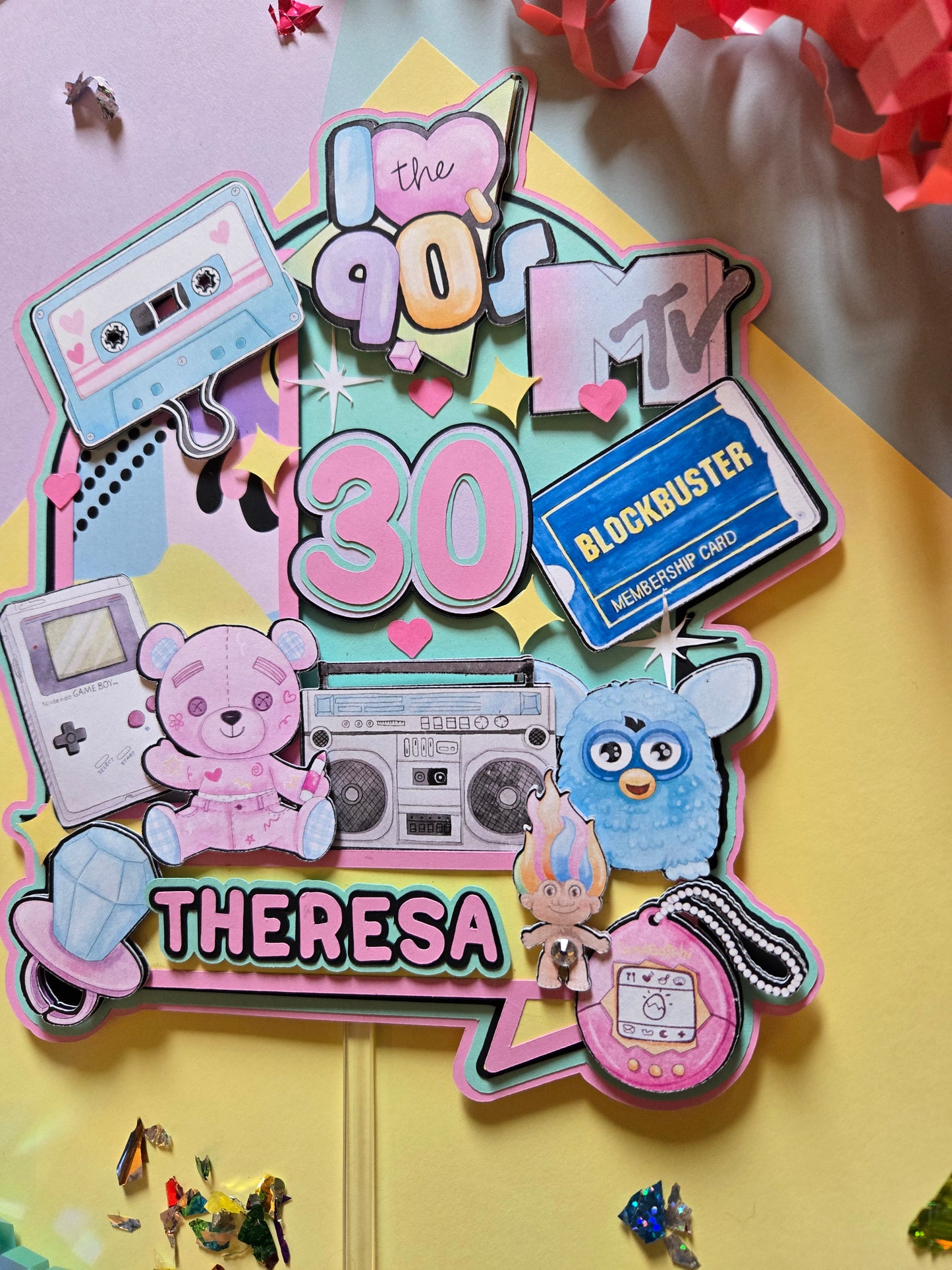 90's themed cake topper