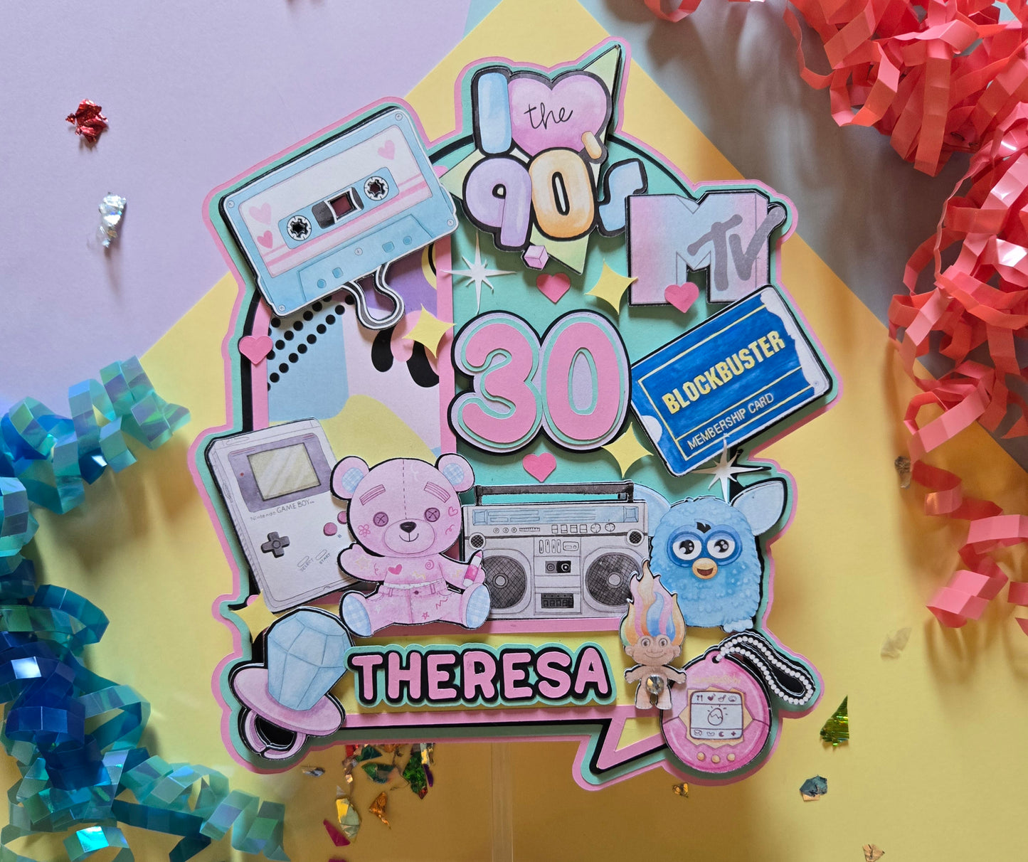 90's themed cake topper