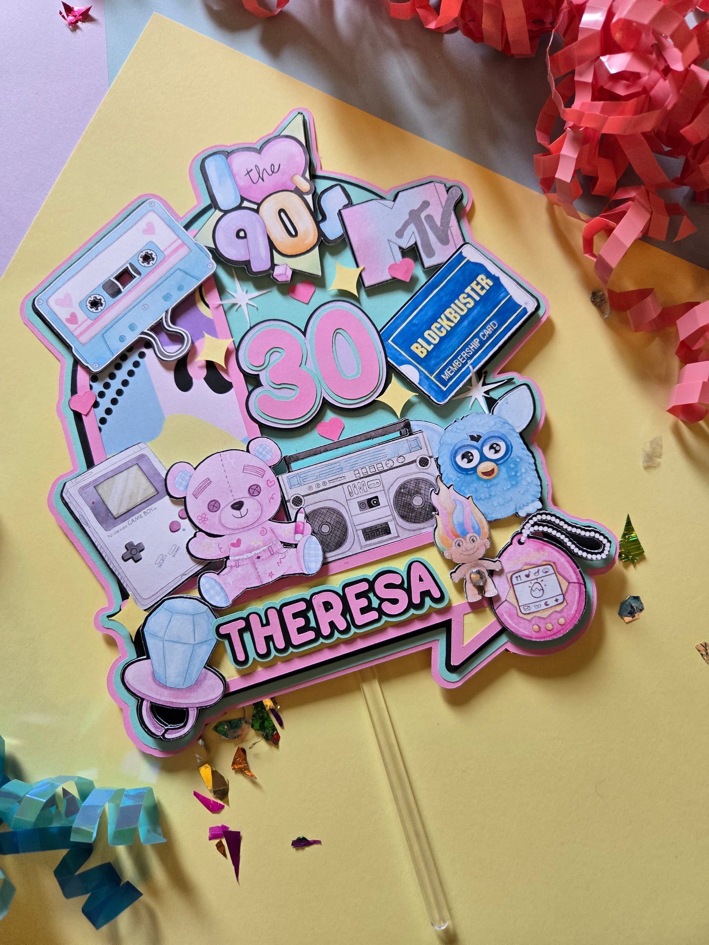 90's themed cake topper