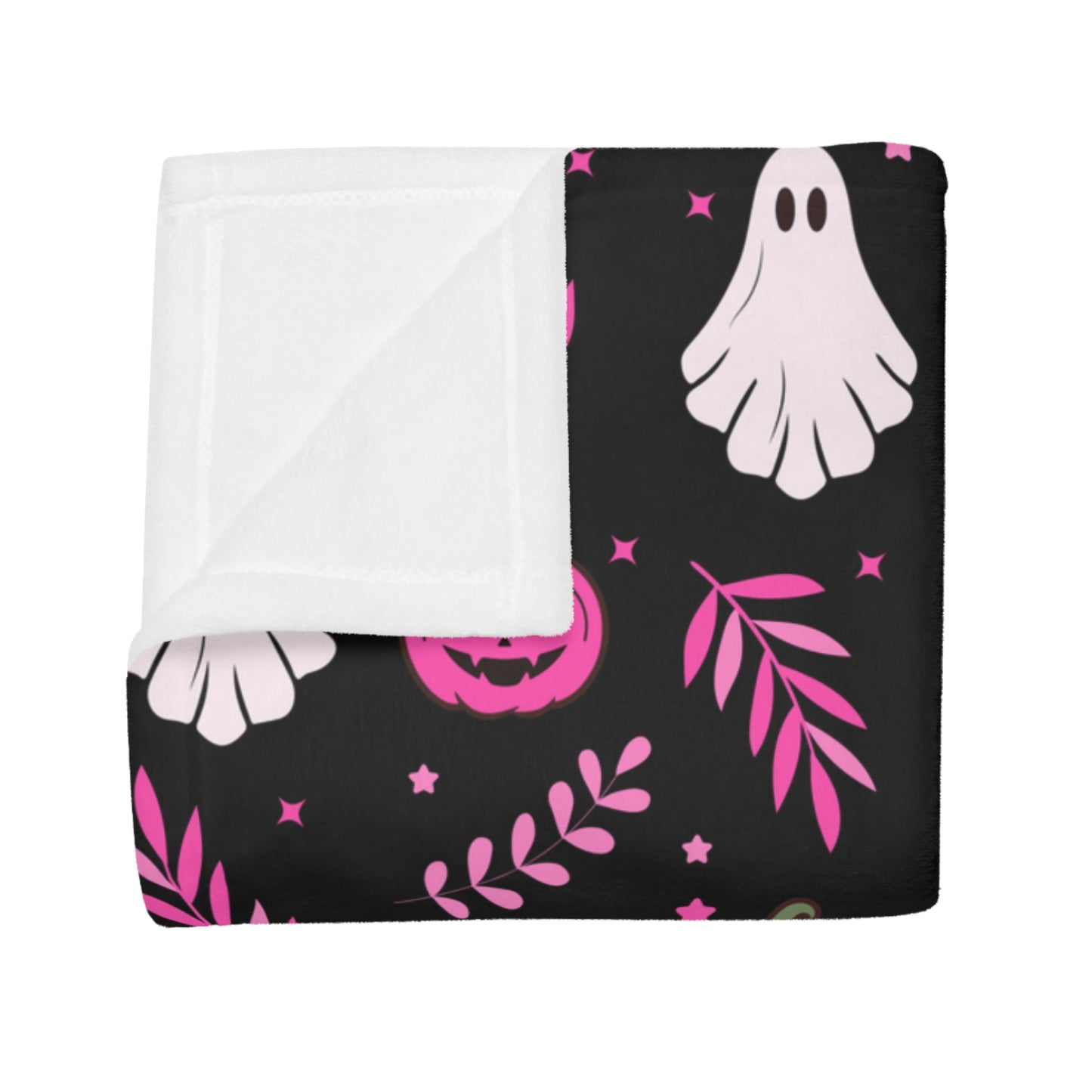Spooky Ghost Fleece Blanket, Halloween Decor, Cozy Throw Blanket, Autumn Home Textile, Cute Ghost Pattern
