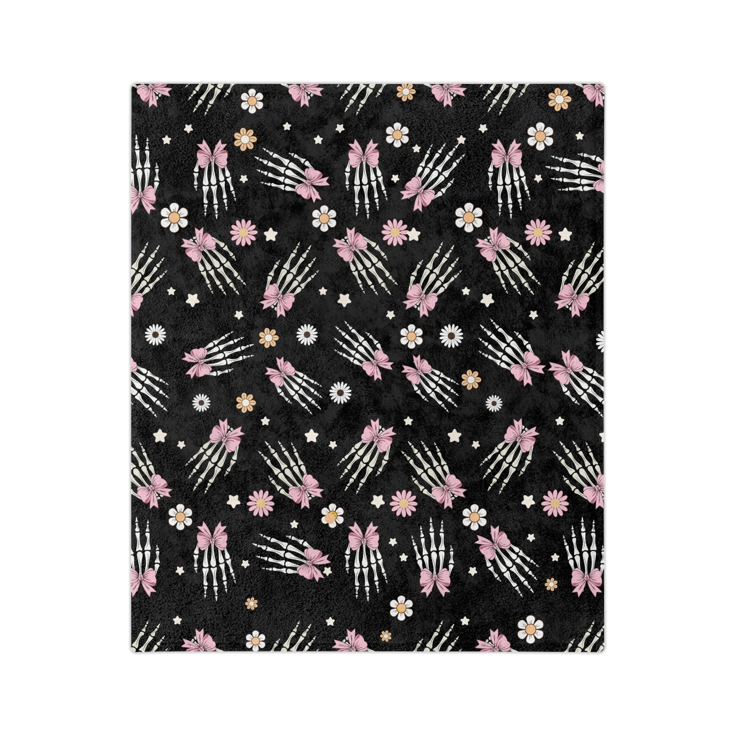 Cozy Skeleton Blossom Blanket | Halloween Decor, Year-Round Comfort, Gothic Home Accent, Unique Gift, Lightweight Throw