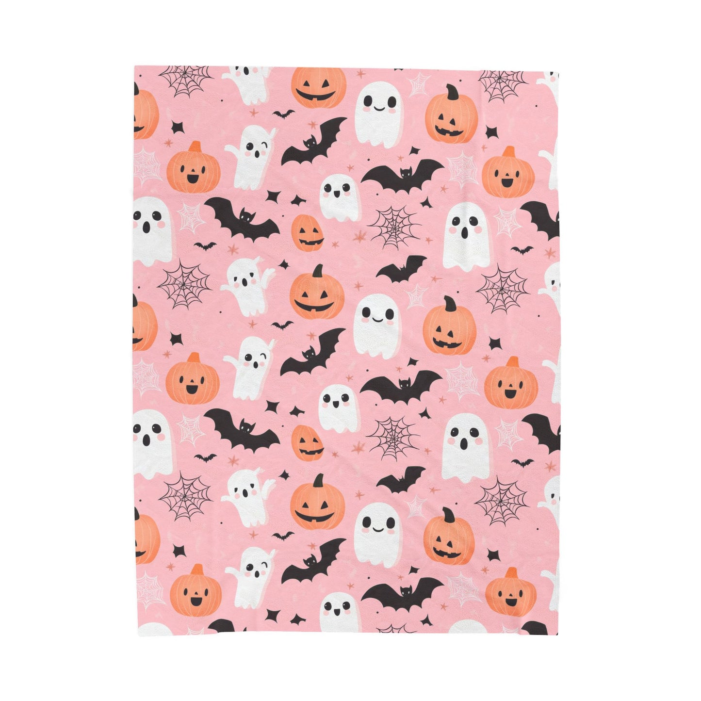 Cozy Halloween Velveteen Plush Blanket, Spooky Ghosts and Pumpkins Throw Blanket, Fall Decor, Halloween Gift, Soft Blanket for Kids
