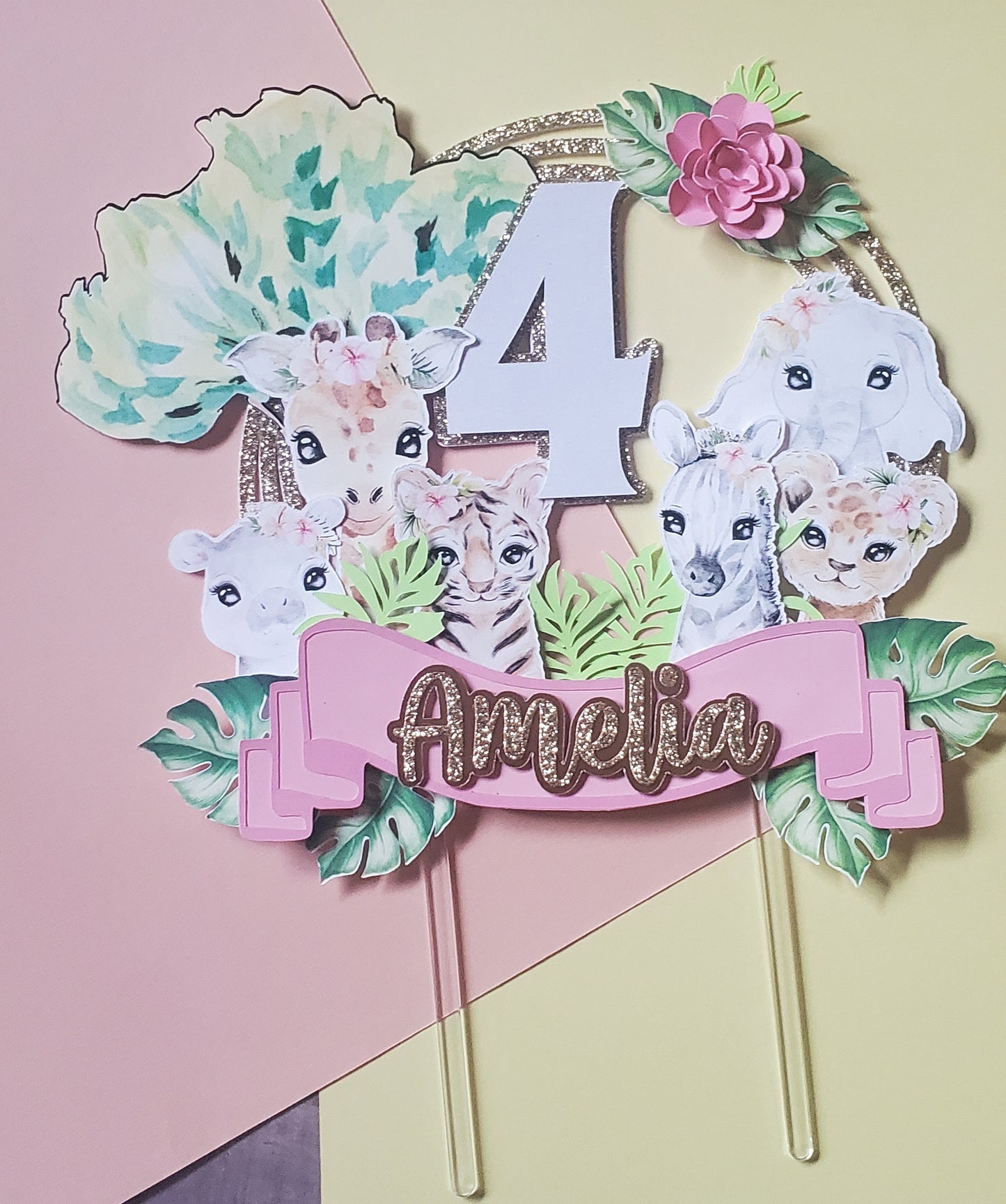 Jungle themed cake topper