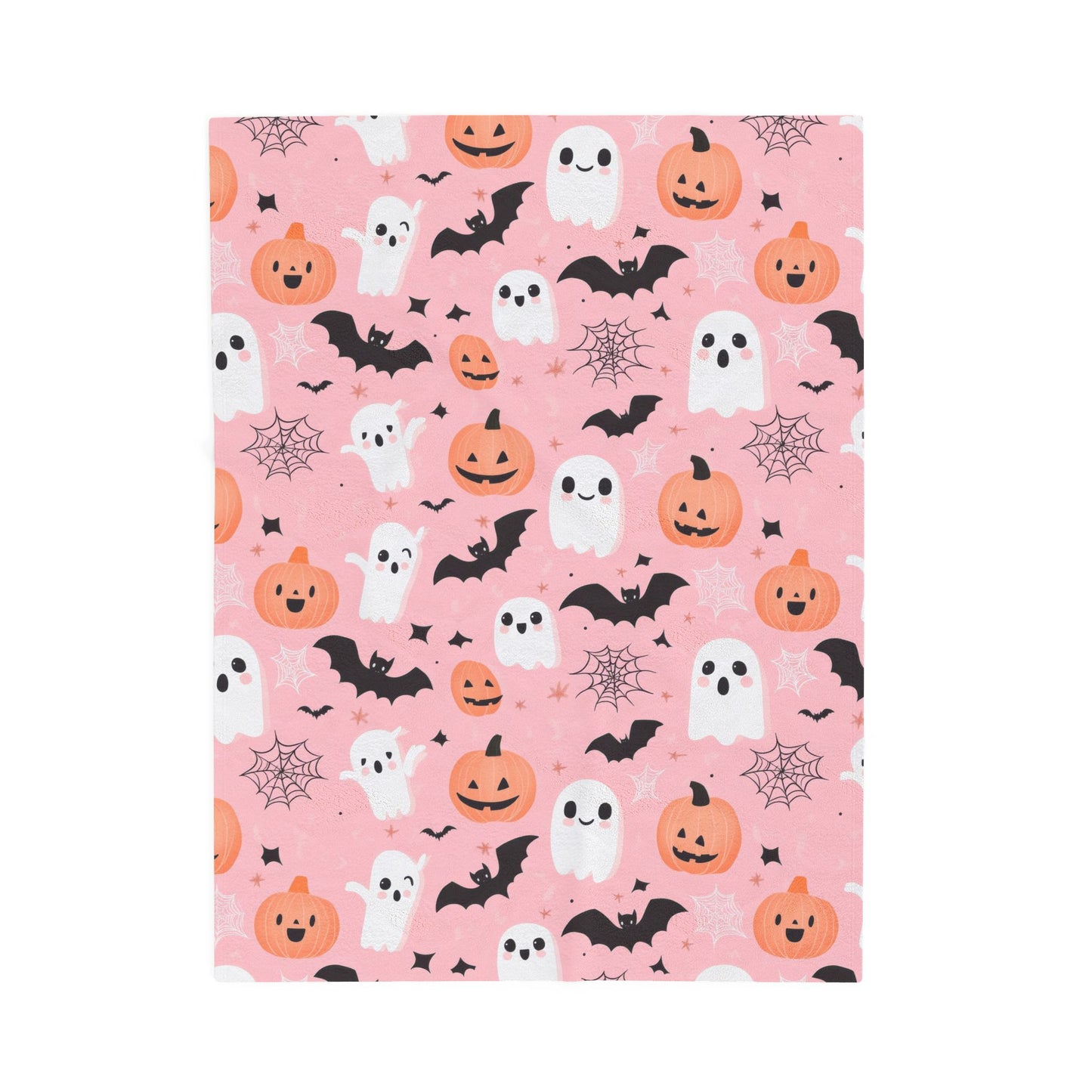 Cozy Halloween Velveteen Plush Blanket, Spooky Ghosts and Pumpkins Throw Blanket, Fall Decor, Halloween Gift, Soft Blanket for Kids