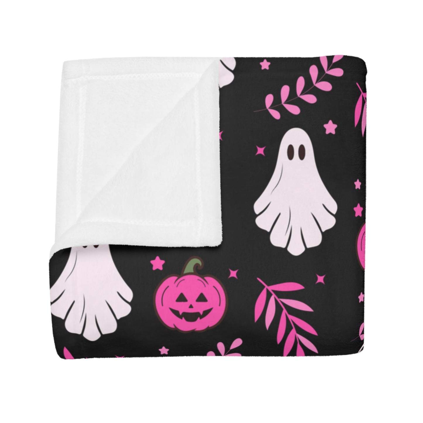 Spooky Ghost Fleece Blanket, Halloween Decor, Cozy Throw Blanket, Autumn Home Textile, Cute Ghost Pattern