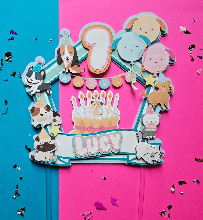 Puppy Party cake topper