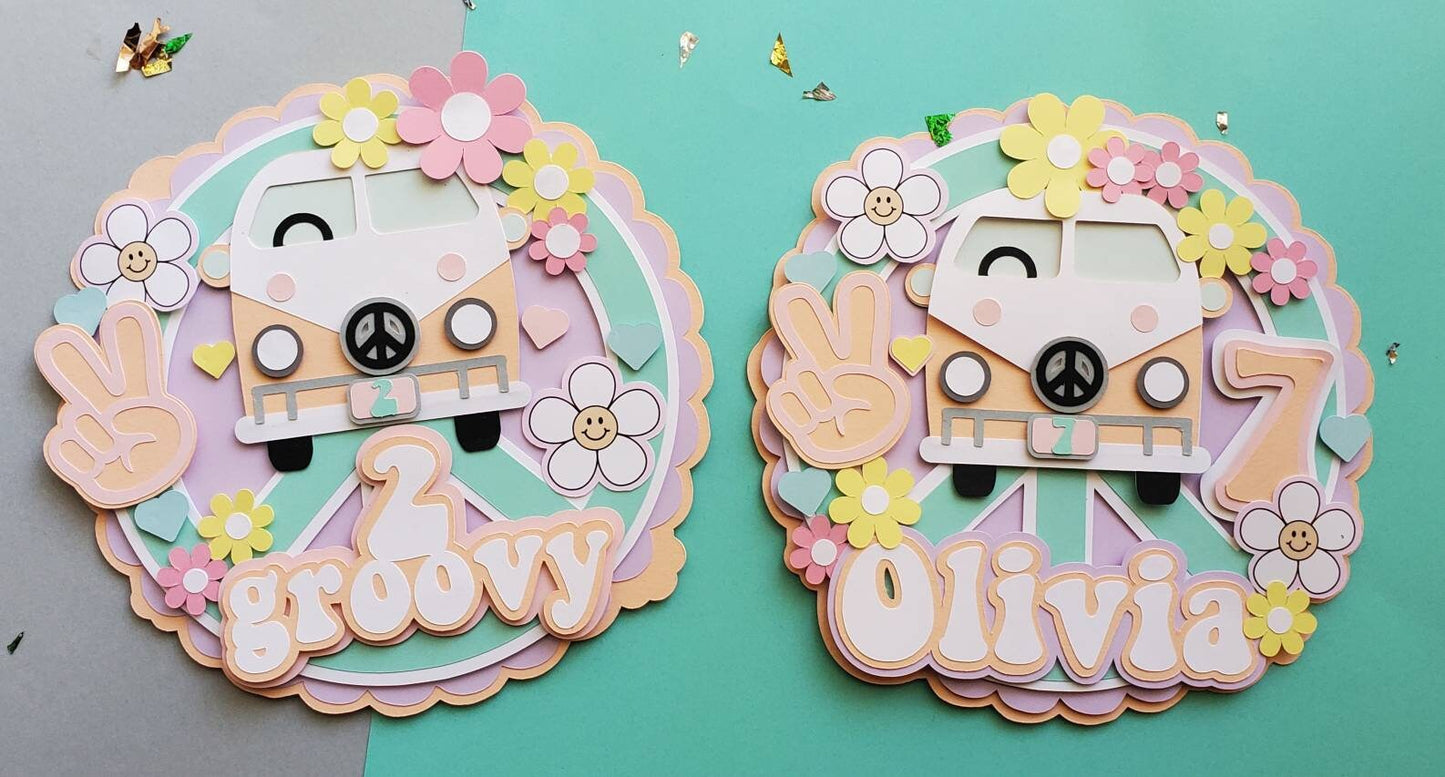Groovy cake topper/ Flower child