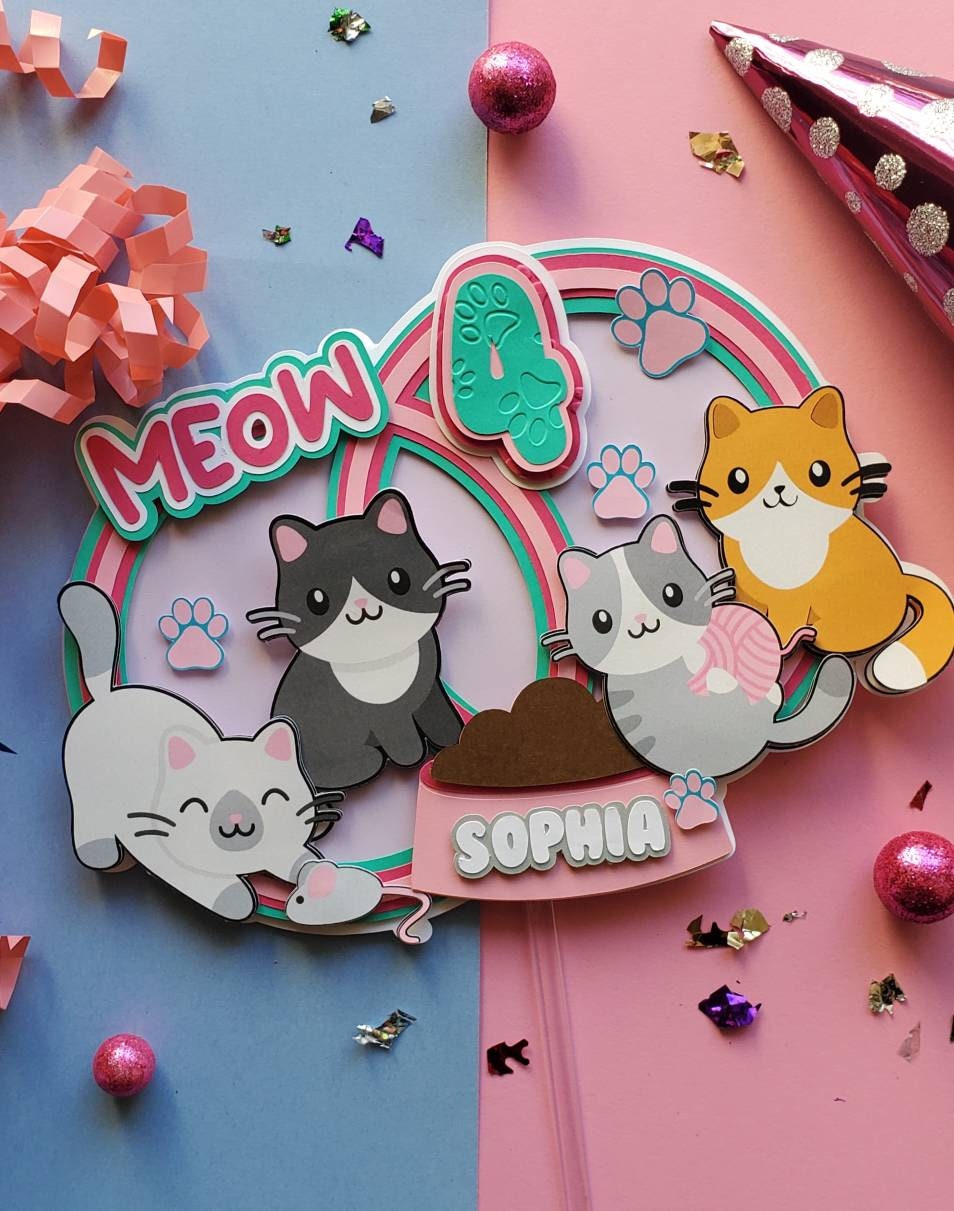 Custom kitten cake topper/ cat party