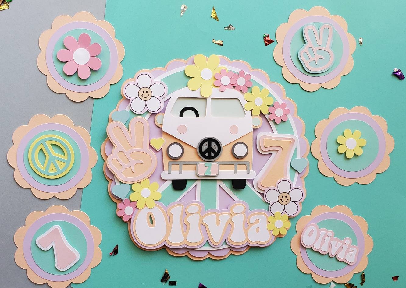 Groovy cake topper/ Flower child