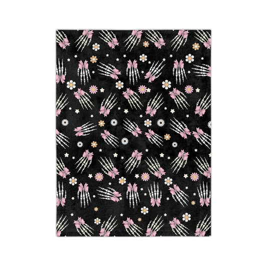 Cozy Skeleton Blossom Blanket | Halloween Decor, Year-Round Comfort, Gothic Home Accent, Unique Gift, Lightweight Throw