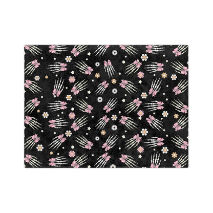 Cozy Skeleton Blossom Blanket | Halloween Decor, Year-Round Comfort, Gothic Home Accent, Unique Gift, Lightweight Throw