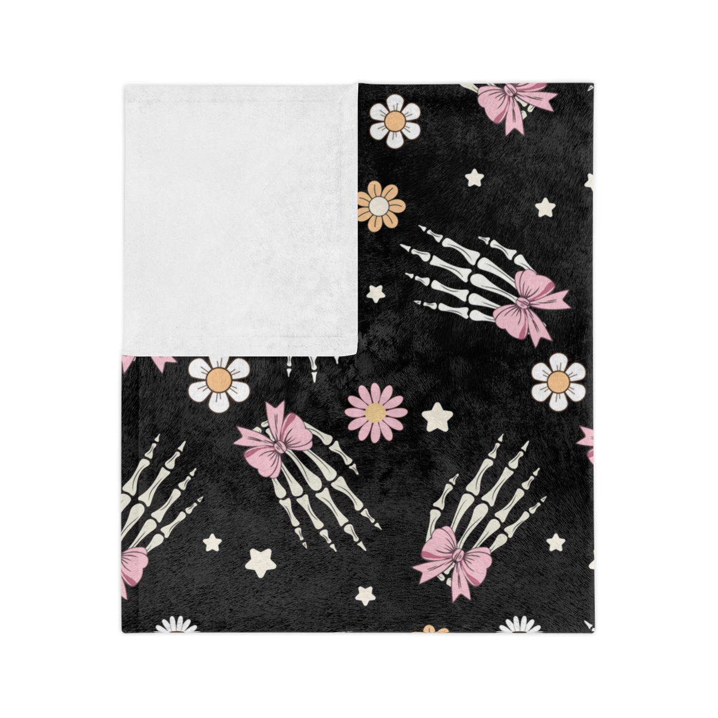 Cozy Skeleton Blossom Blanket | Halloween Decor, Year-Round Comfort, Gothic Home Accent, Unique Gift, Lightweight Throw