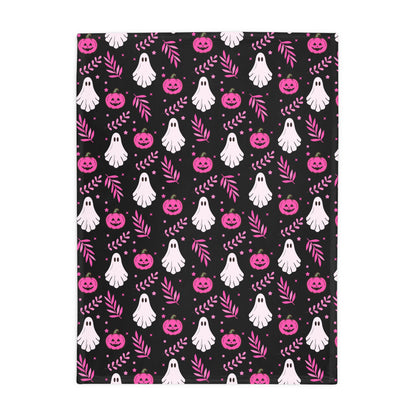 Spooky Ghost Fleece Blanket, Halloween Decor, Cozy Throw Blanket, Autumn Home Textile, Cute Ghost Pattern