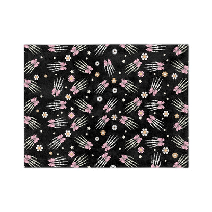 Cozy Skeleton Blossom Blanket | Halloween Decor, Year-Round Comfort, Gothic Home Accent, Unique Gift, Lightweight Throw