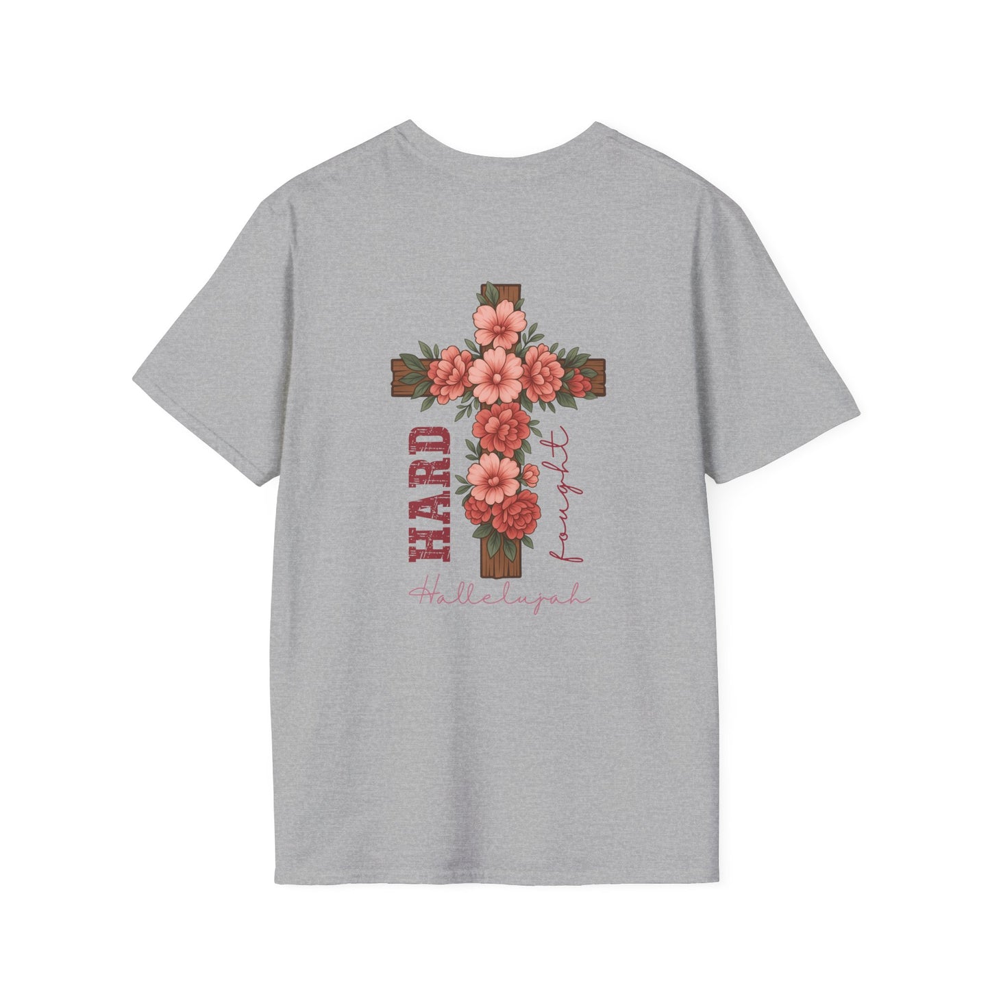 Floral Cross T-Shirt - Unisex Softstyle Tees for Faith, Easter, Casual Wear, Gift for Believers, Religious Apparel