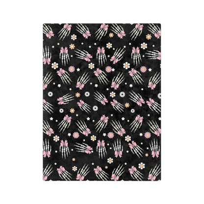 Cozy Skeleton Blossom Blanket | Halloween Decor, Year-Round Comfort, Gothic Home Accent, Unique Gift, Lightweight Throw