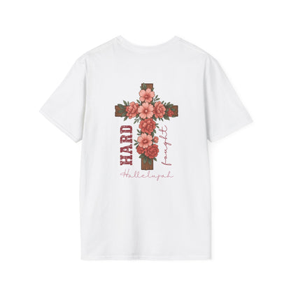 Floral Cross T-Shirt - Unisex Softstyle Tees for Faith, Easter, Casual Wear, Gift for Believers, Religious Apparel