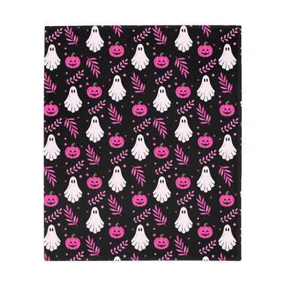 Spooky Ghost Fleece Blanket, Halloween Decor, Cozy Throw Blanket, Autumn Home Textile, Cute Ghost Pattern
