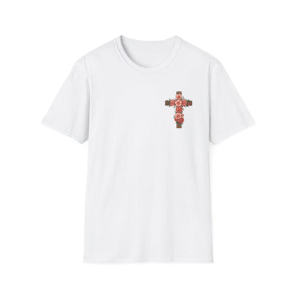 Floral Cross T-Shirt - Unisex Softstyle Tees for Faith, Easter, Casual Wear, Gift for Believers, Religious Apparel