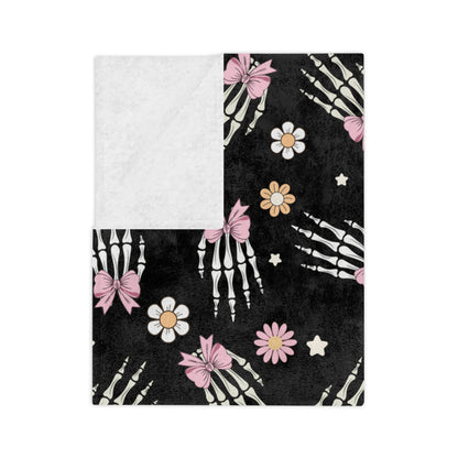 Cozy Skeleton Blossom Blanket | Halloween Decor, Year-Round Comfort, Gothic Home Accent, Unique Gift, Lightweight Throw