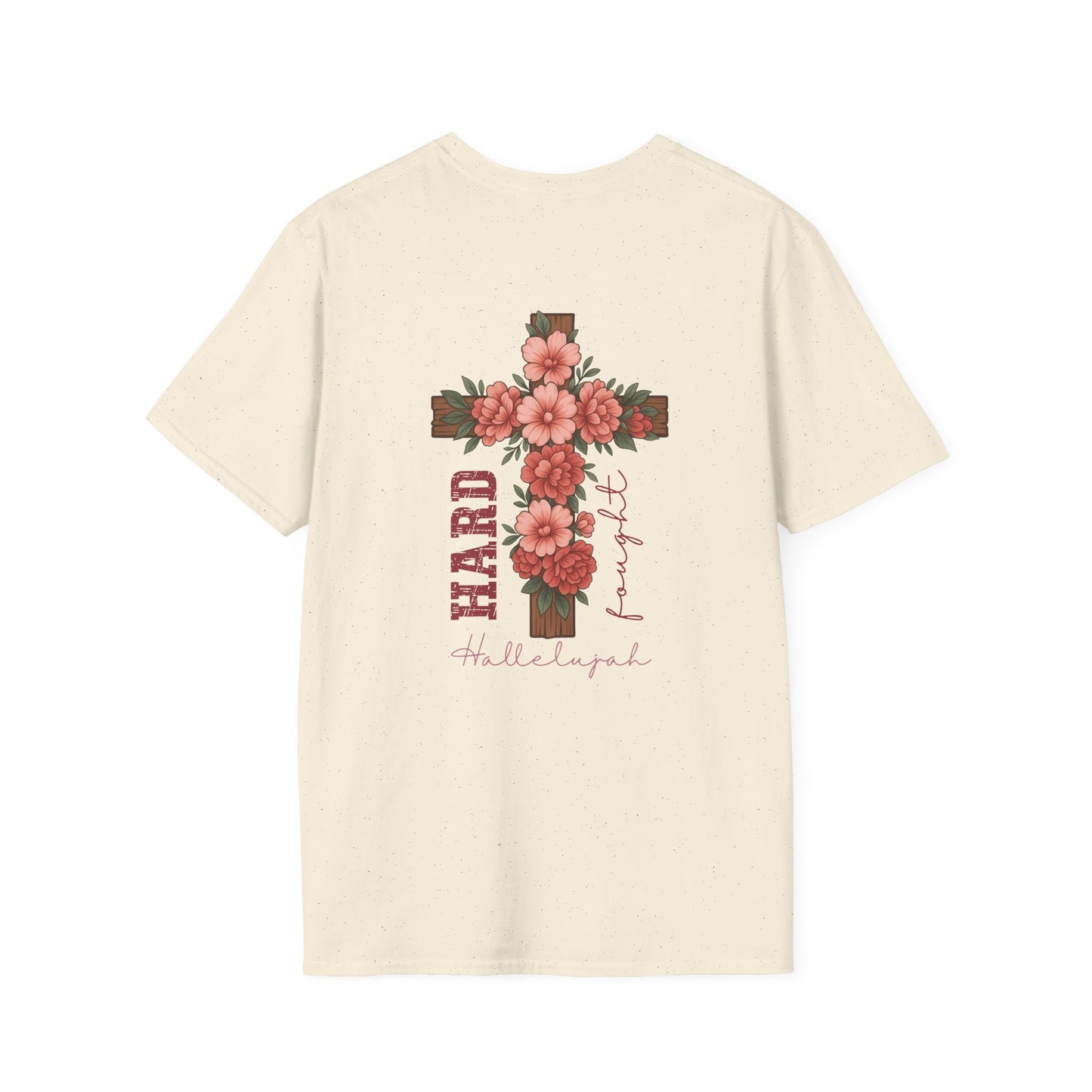 Floral Cross T-Shirt - Unisex Softstyle Tees for Faith, Easter, Casual Wear, Gift for Believers, Religious Apparel
