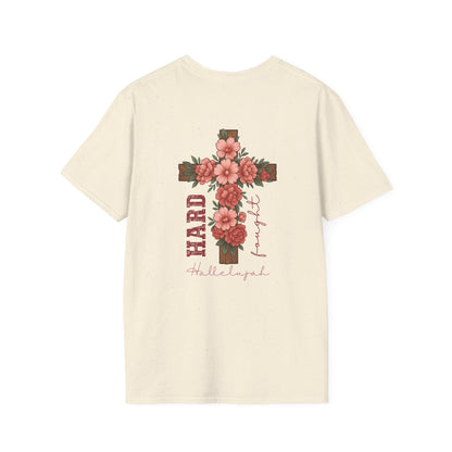 Floral Cross T-Shirt - Unisex Softstyle Tees for Faith, Easter, Casual Wear, Gift for Believers, Religious Apparel