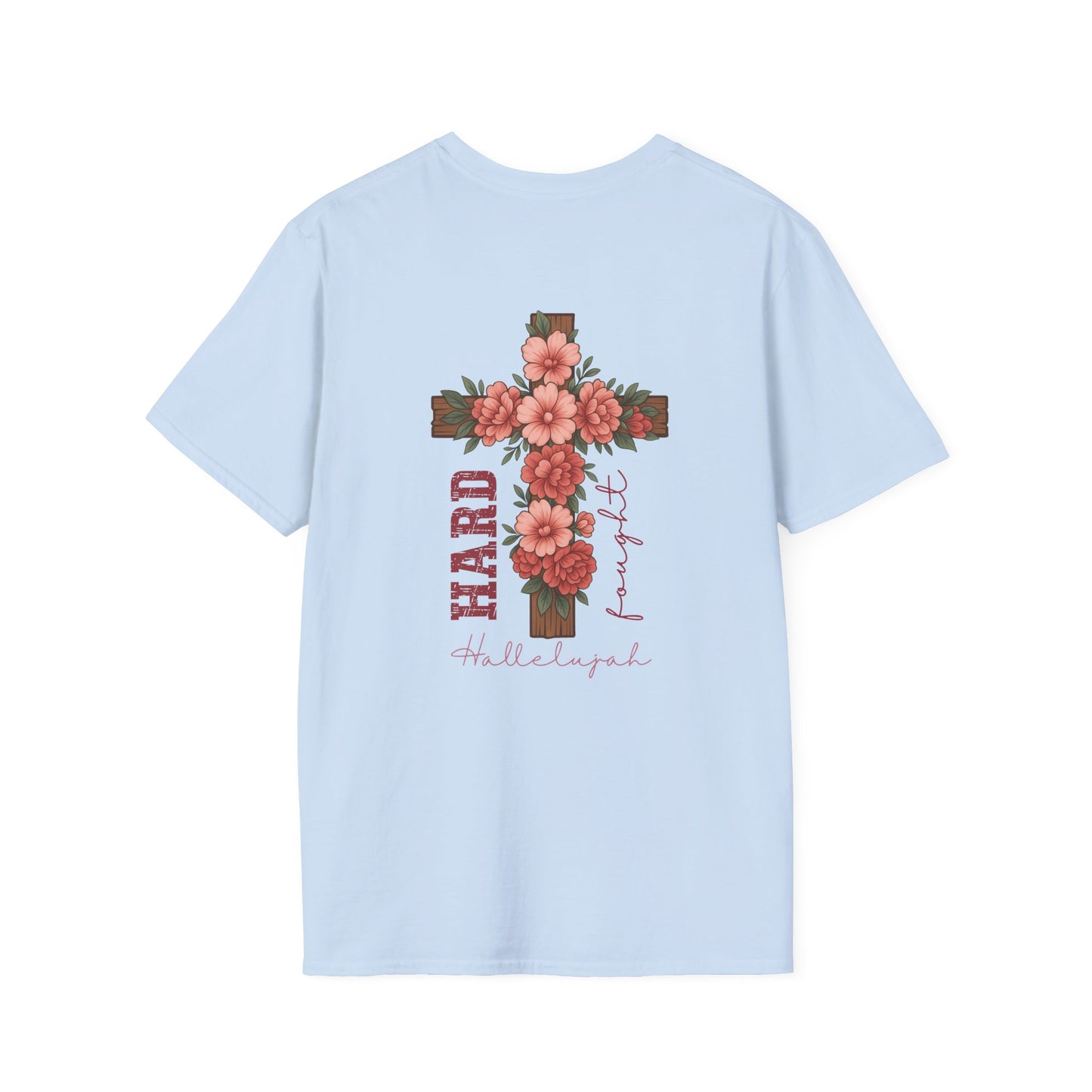Floral Cross T-Shirt - Unisex Softstyle Tees for Faith, Easter, Casual Wear, Gift for Believers, Religious Apparel