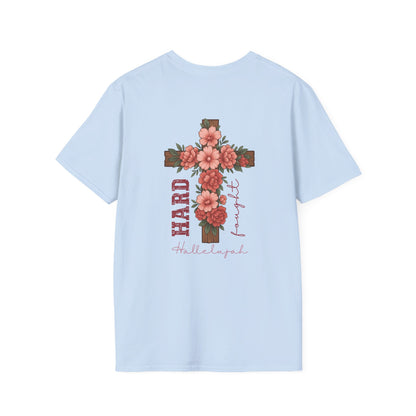 Floral Cross T-Shirt - Unisex Softstyle Tees for Faith, Easter, Casual Wear, Gift for Believers, Religious Apparel