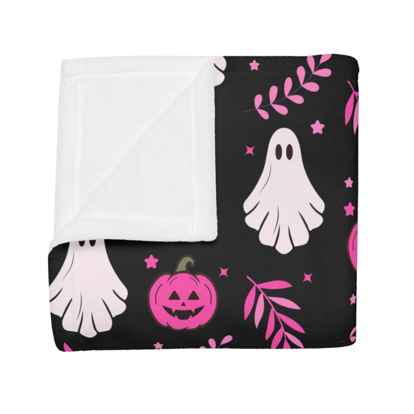Spooky Ghost Fleece Blanket, Halloween Decor, Cozy Throw Blanket, Autumn Home Textile, Cute Ghost Pattern