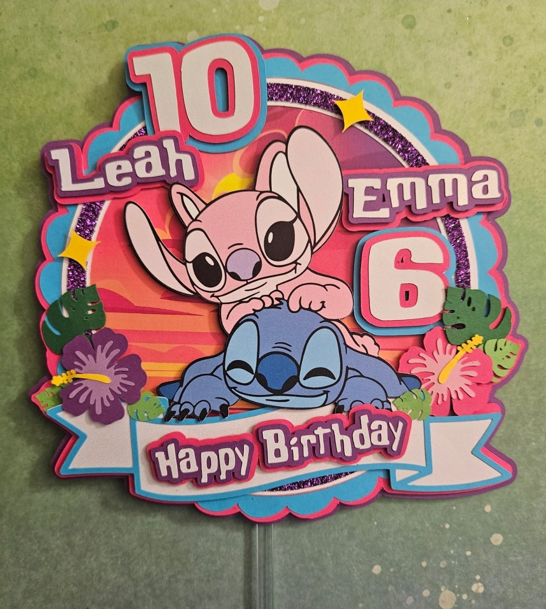 Stitch and Angel cake topper