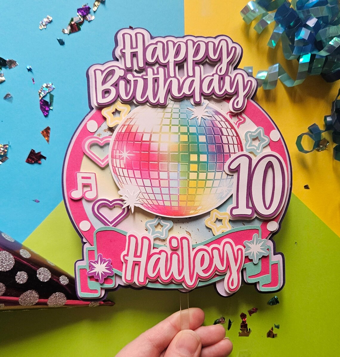 Disco cake topper