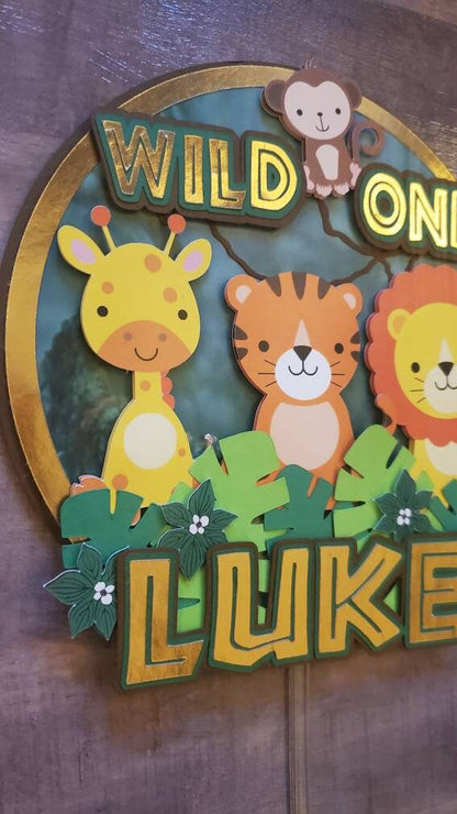 Wild One Jungle cake topper