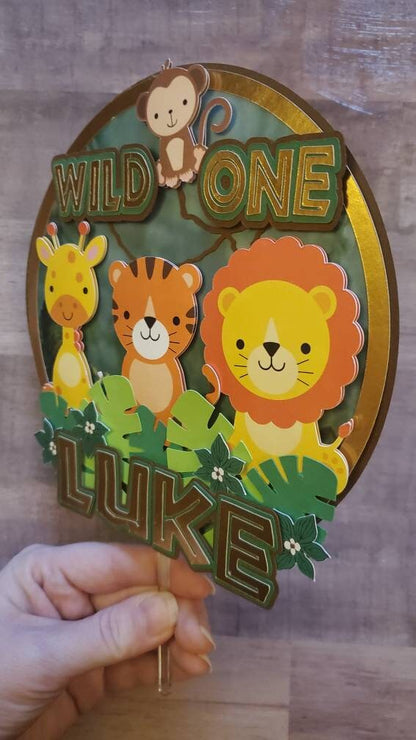 Wild One Jungle cake topper